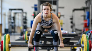 Weightlifter Nina Sterckx pictured in action during a training camp organized by the BOIC-COIB Belgian Olympic Committee in Belek Turkey, Monday 15 November 2021. The stage takes place from 13 to 27 November. BELGA PHOTO LAURIE DIEFFEMBACQ